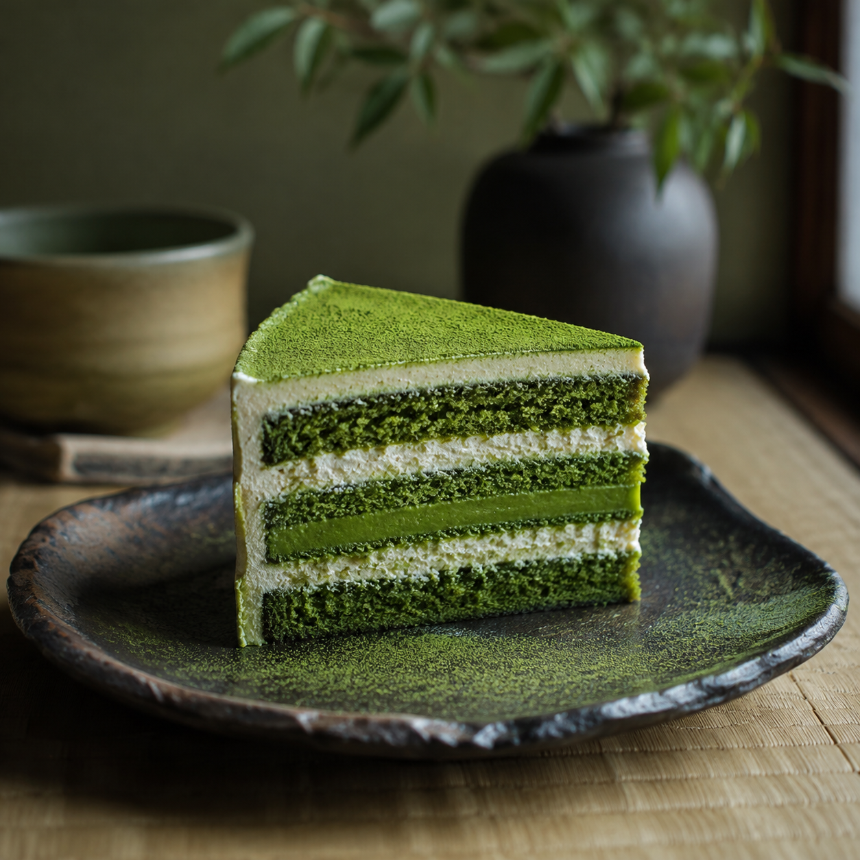 Japanese matcha layer cake
