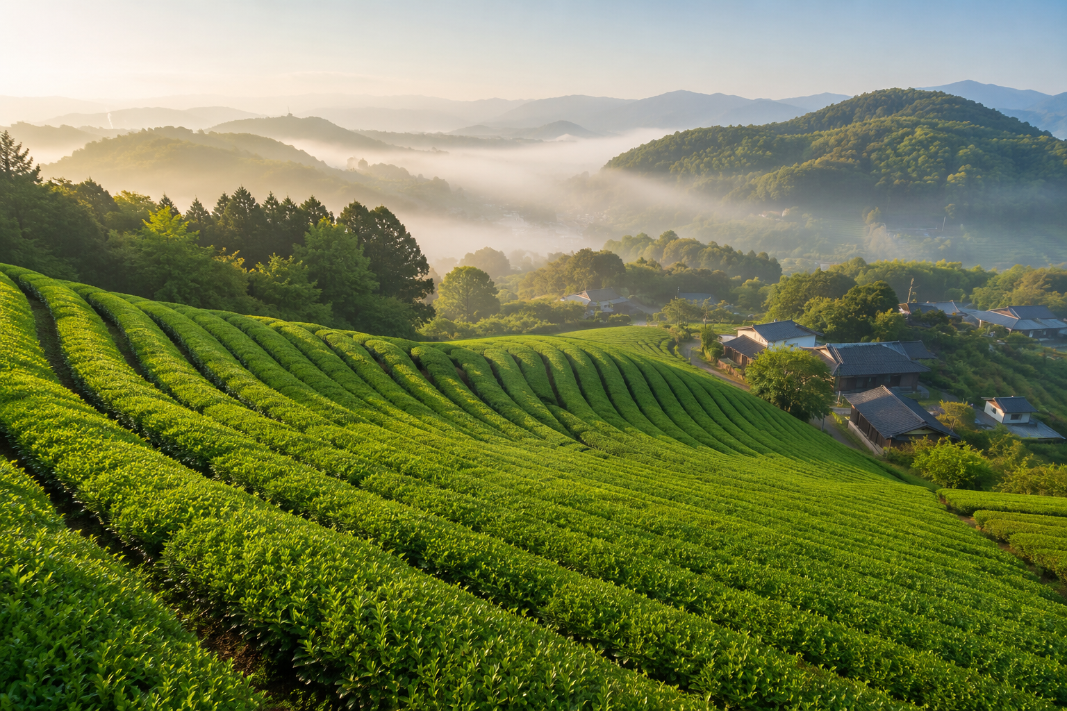 Green tea fields in Uji, Kyoto
